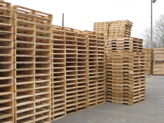 Three runner wooden pallets ready for shipping